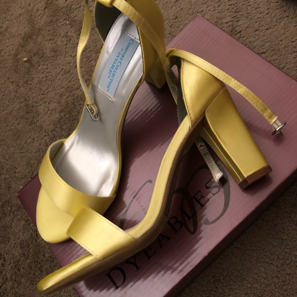 Yellow Block Heels